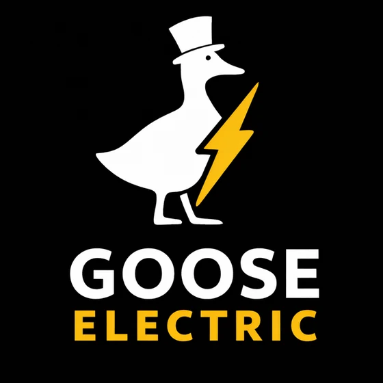 Goose Electric logo: a goose in a top hat holding a lightning bolt